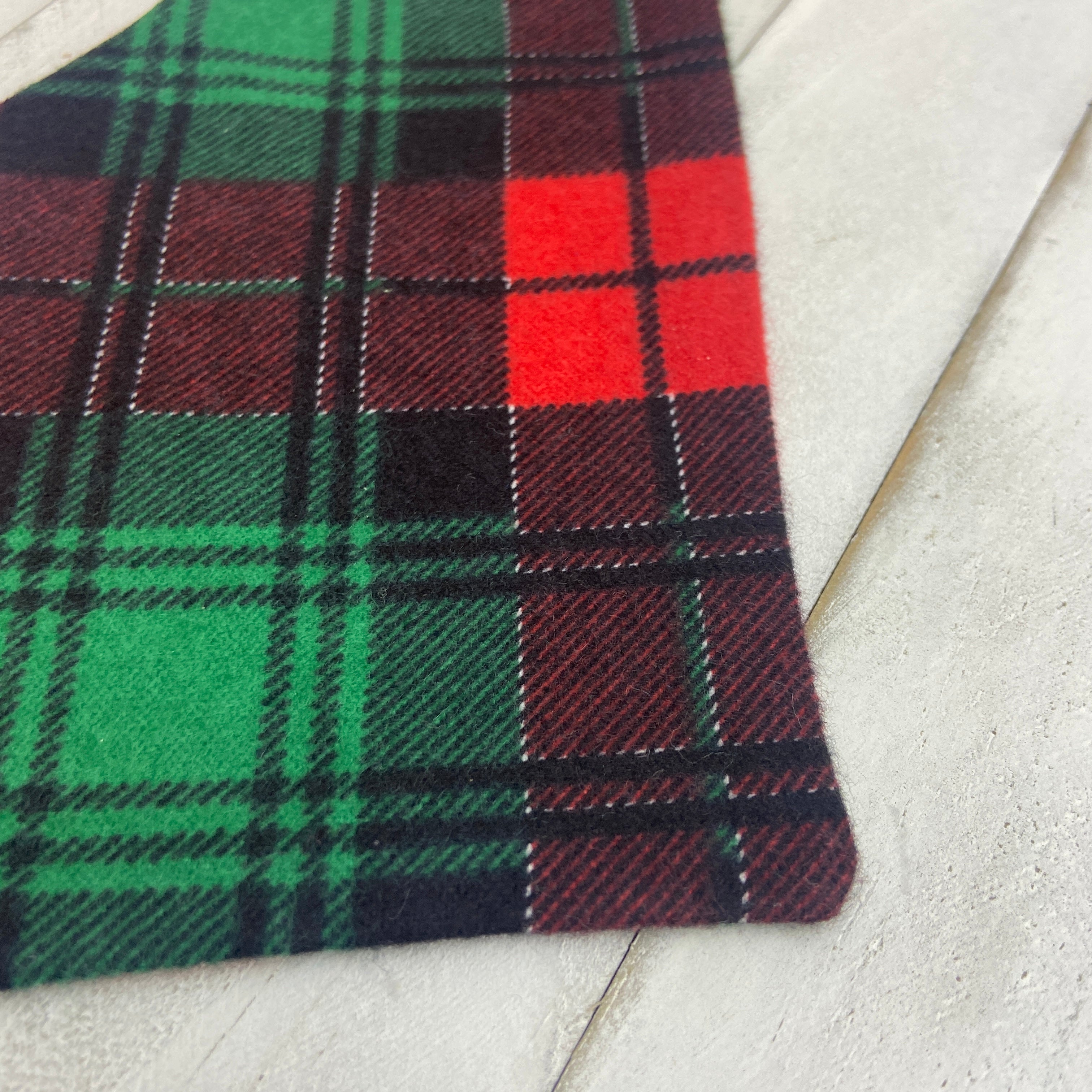 Pet Bandana - Large Print Red and Green Plaid Flannel