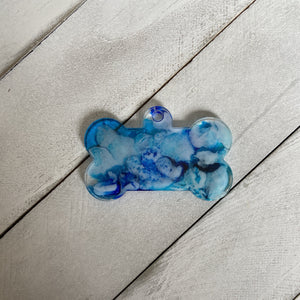 Custom Resin Pet Tag - Blue Watercolor