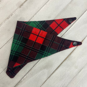 Pet Bandana - Large Print Red and Green Plaid Flannel