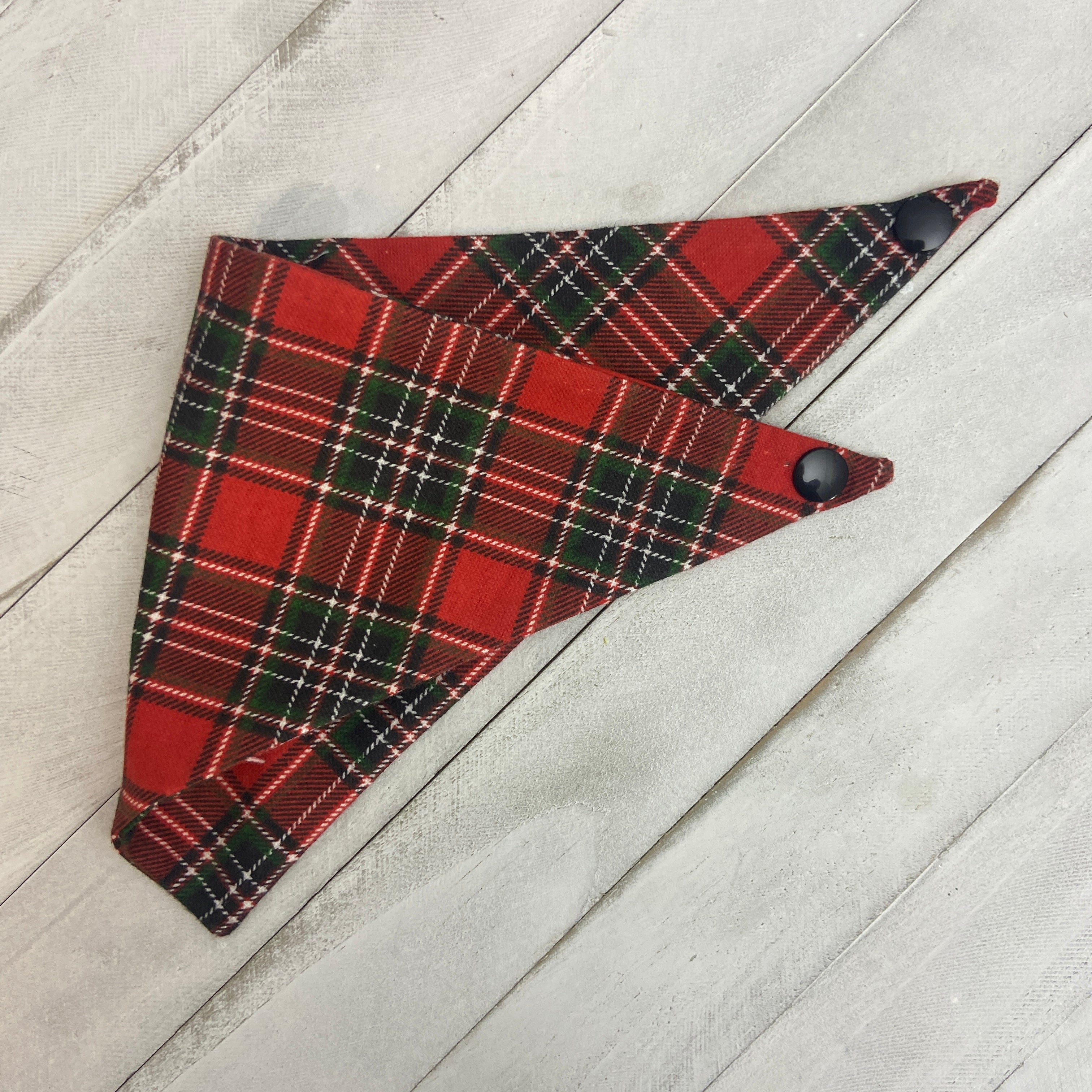 Pet Bandana - Red and Green Plaid Flannel