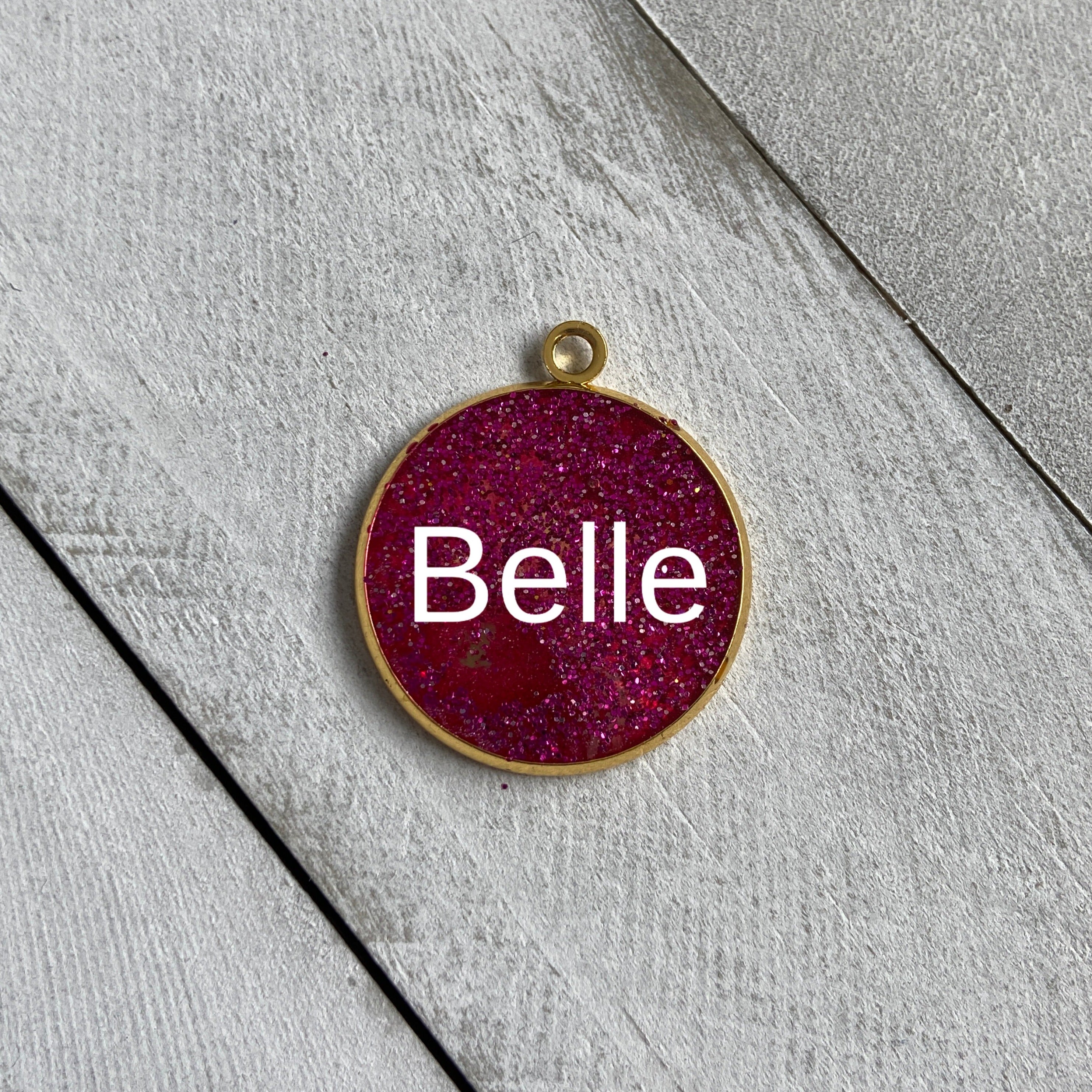 Custom Resin Pet Tag - Sparkly Pink